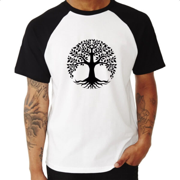Camiseta Raglan Arvore da vida preta - Imagem 3