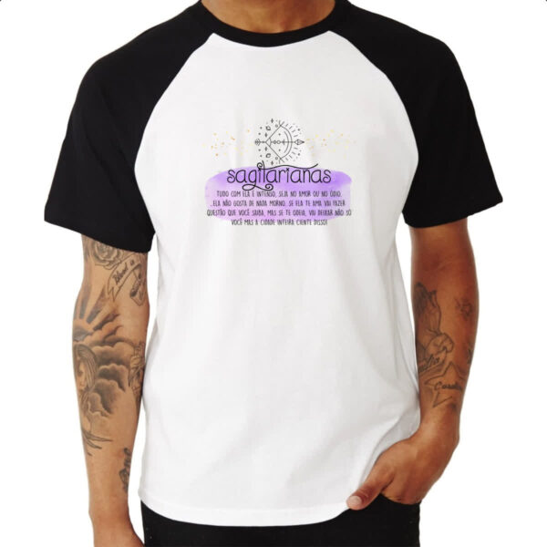 Camiseta Raglan Signo sincero Sagitario - Imagem 3