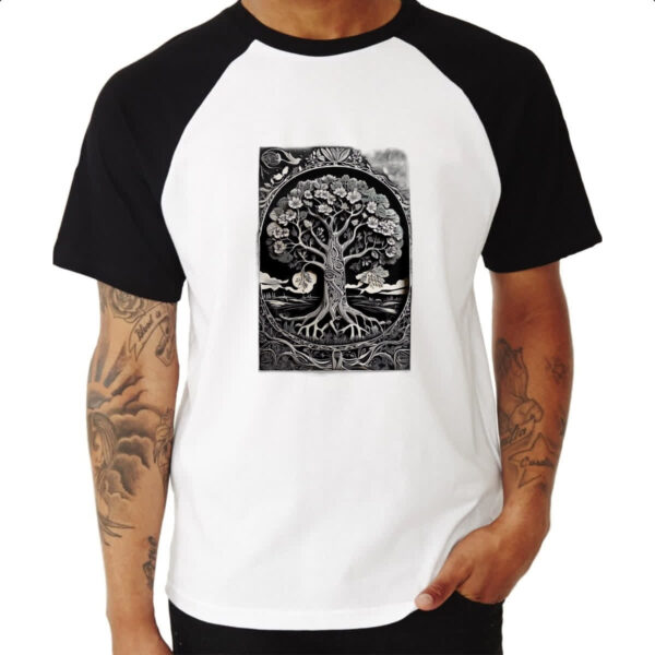 Camiseta Raglan Arvore da vida simbologia viking - Imagem 3