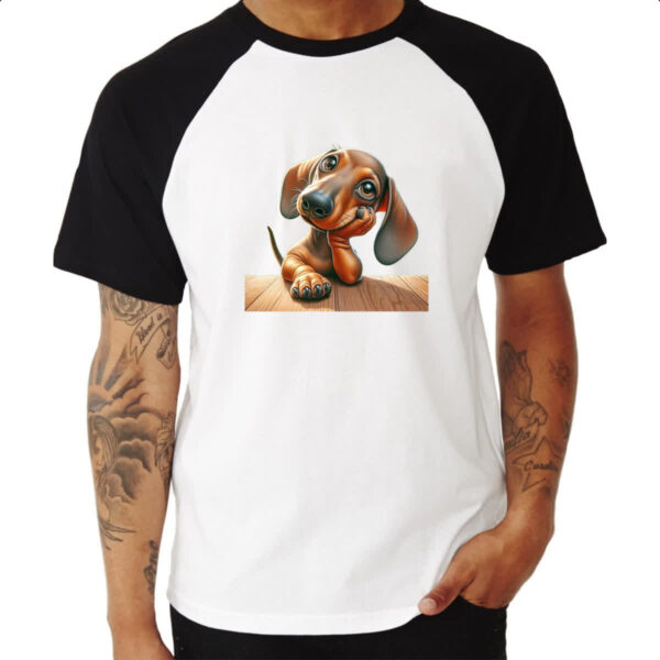 Camiseta Raglan Salsichinha pensativo - Imagem 3