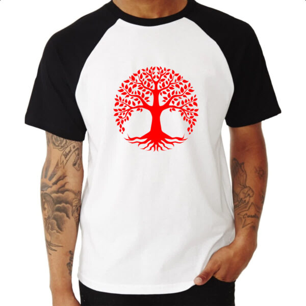 Camiseta Raglan Arvore da vida vermelha - Imagem 3