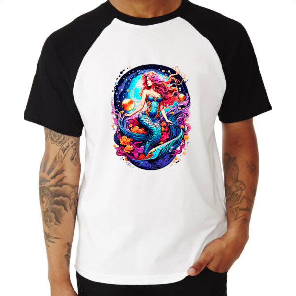 Camiseta Raglan Sereia na galaxia - Imagem 3