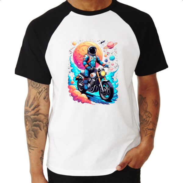 Camiseta Raglan Astronauta Motoqueiro - Imagem 3
