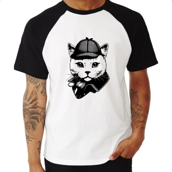 Camiseta Raglan Sherlock Gato - Imagem 3