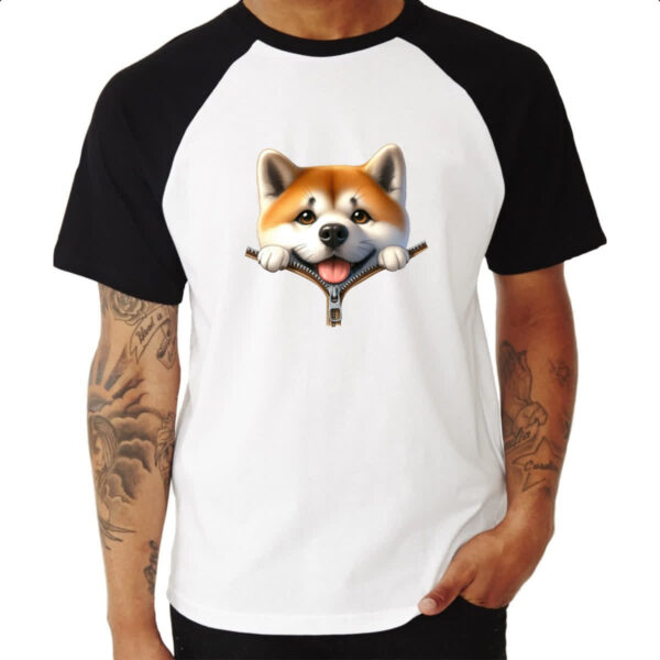Camiseta Raglan Shiba Inu no Ziper - Imagem 3