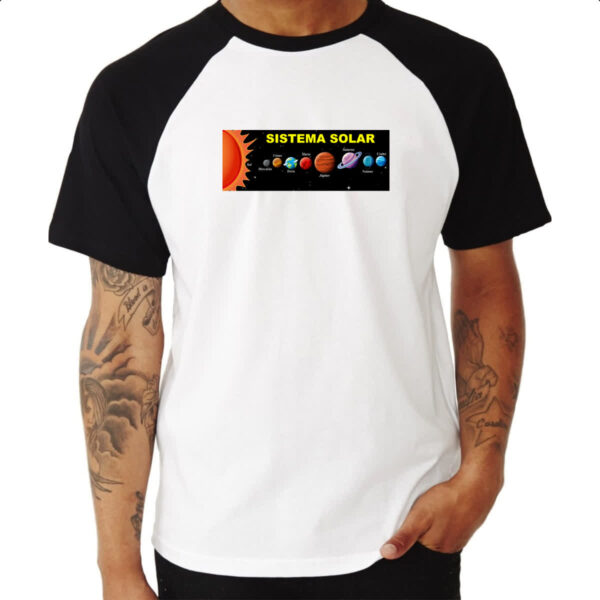 Camiseta Raglan Sistema solar noite - Imagem 3