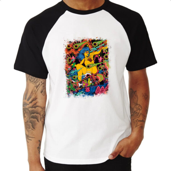 Camiseta Raglan Skatista psicodelico - Imagem 3