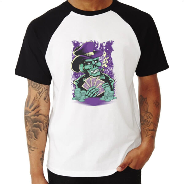 Camiseta Raglan Skull poker - Imagem 3