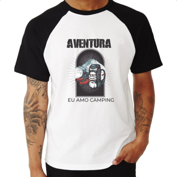 Camiseta Raglan Aventura eu amo camping - Imagem 3