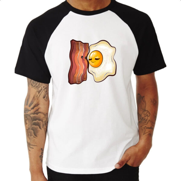 Camiseta Raglan Bacon e ovo - Imagem 3