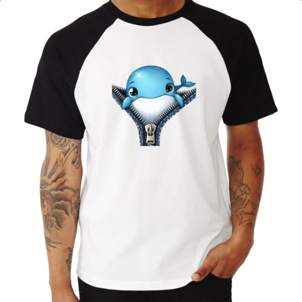 Camiseta Raglan Baleia no ziper - Imagem 3