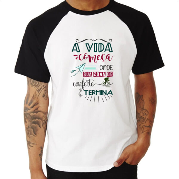 Camiseta Raglan A vida comeca zona de conforto termina - Imagem 3