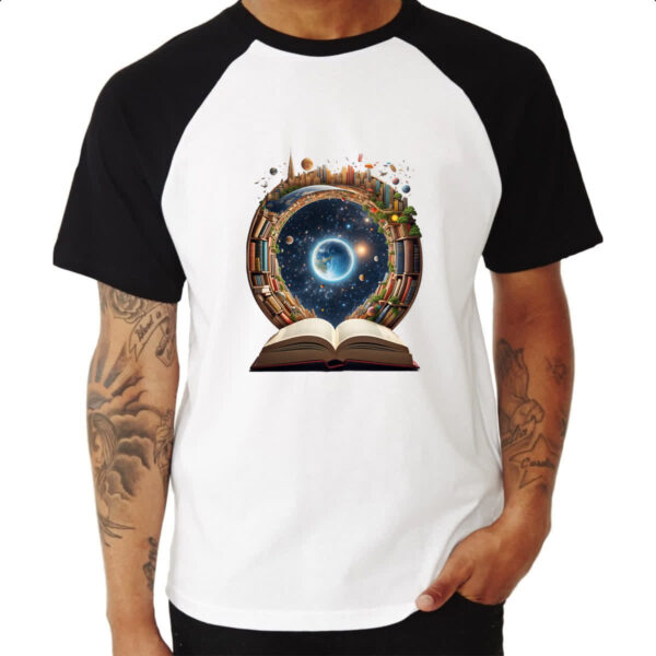 Camiseta Raglan Biblia livro conhecimento universal - Imagem 3