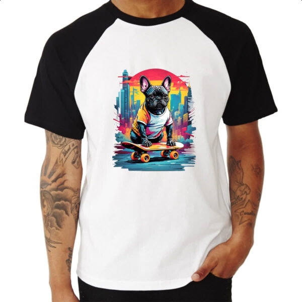 Camiseta Raglan Bulldog skatista color urbano - Imagem 3