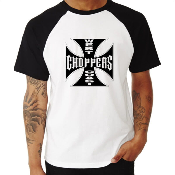 Camiseta Raglan West coast chopper cruz negra - Imagem 3