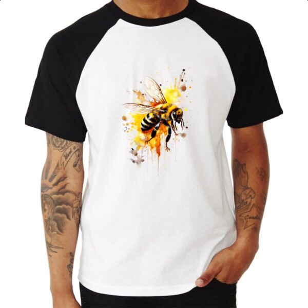 Camiseta Raglan Abelha real splash art - Imagem 3