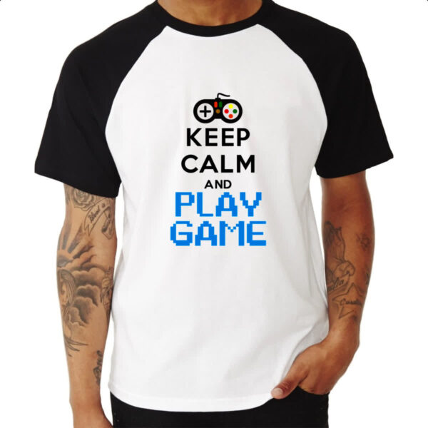 Camiseta Raglan Keep Calm and Play Game - Imagem 3