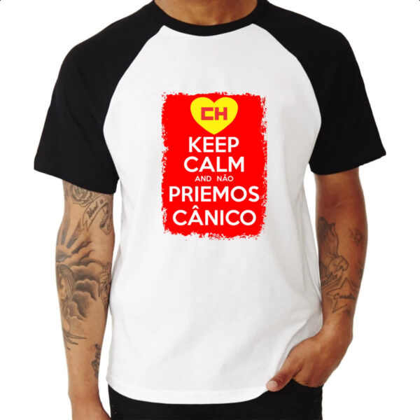 Camiseta Raglan Keep Calm and nao priemos canico - Imagem 3