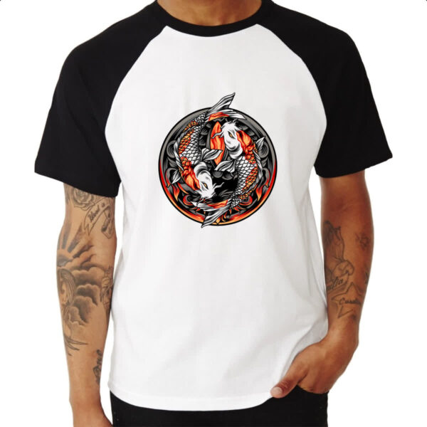 Camiseta Raglan Yin Yang Carpa - Imagem 3
