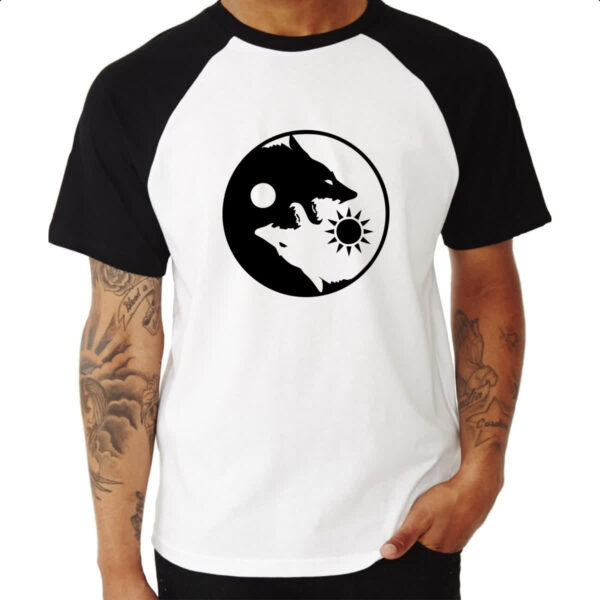 Camiseta Raglan Yin e Yang Lobos - Imagem 3