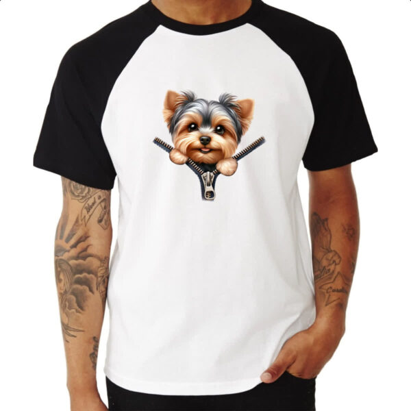 Camiseta Raglan Yorkshire Terrier no Ziper - Imagem 3