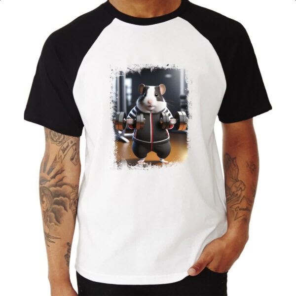 Camiseta Raglan Hamster Treino Fofo - Imagem 3
