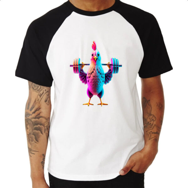 Camiseta Raglan Academia frango musculacao - Imagem 3