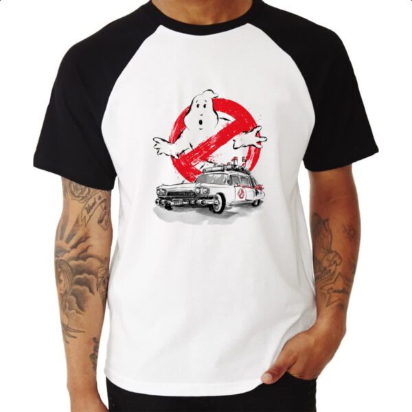Camiseta Raglan Caca Fantasmas Ghostbusters Ecto-1 - Imagem 3