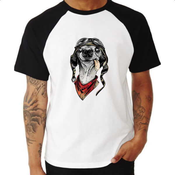 Camiseta Raglan Cachorro doido piloto - Imagem 3