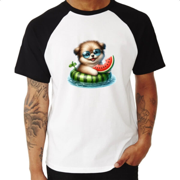Camiseta Raglan Cachorro na boia - Imagem 3