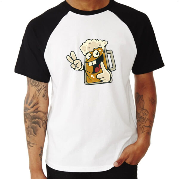 Camiseta Raglan Caneca de Chop Divertida - Imagem 3