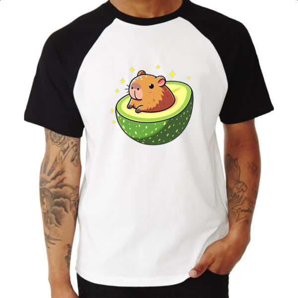 Camiseta Raglan Capibacate capivara no abacate - Imagem 3