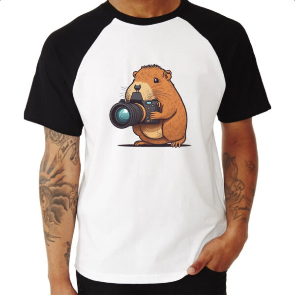 Camiseta Raglan Capivara fotografica - Imagem 3