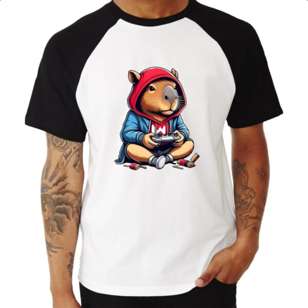Camiseta Raglan Capivara gamer - Imagem 3