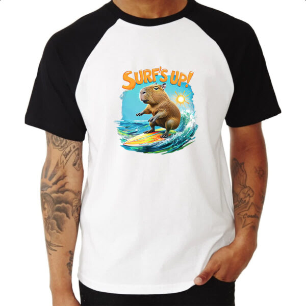 Camiseta Raglan Capivara surfs up - Imagem 3