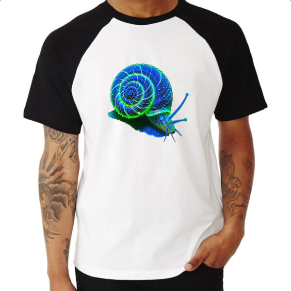 Camiseta Raglan Caramujo blue florescente - Imagem 3