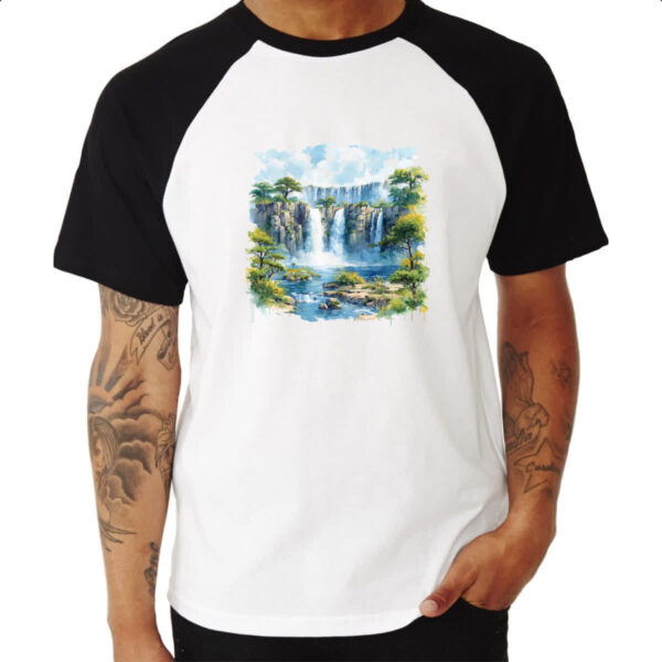 Camiseta Raglan Cataratas do Iguacu watercolor - Imagem 3