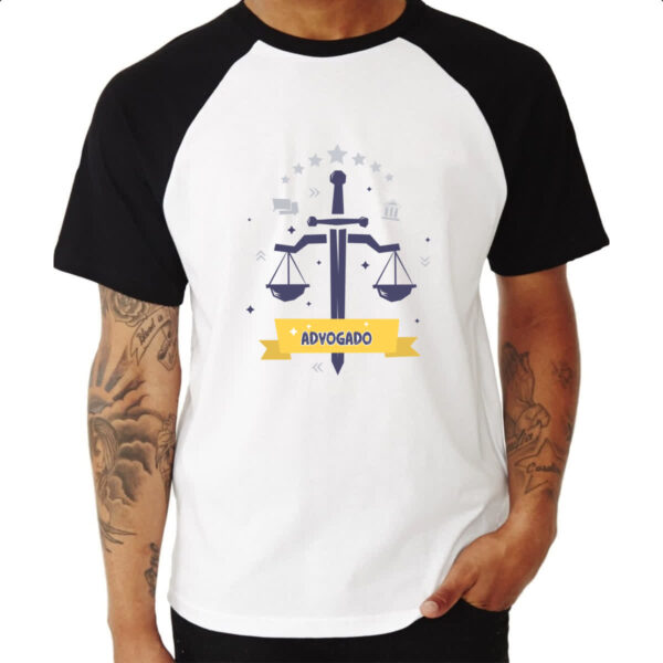 Camiseta Raglan Advogado balanca e espada - Imagem 3