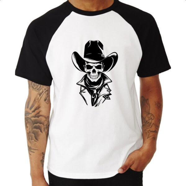 Camiseta Raglan Caveira Cowboy Face - Imagem 3