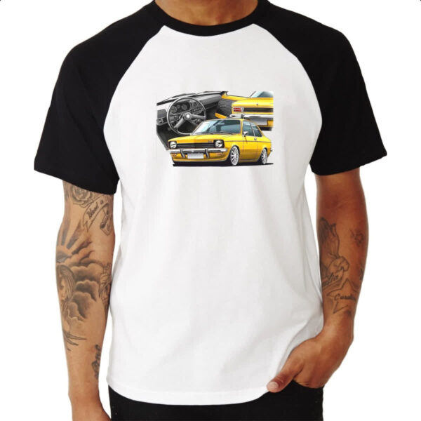 Camiseta Raglan Chevette primeira geracao amarelo - Imagem 3