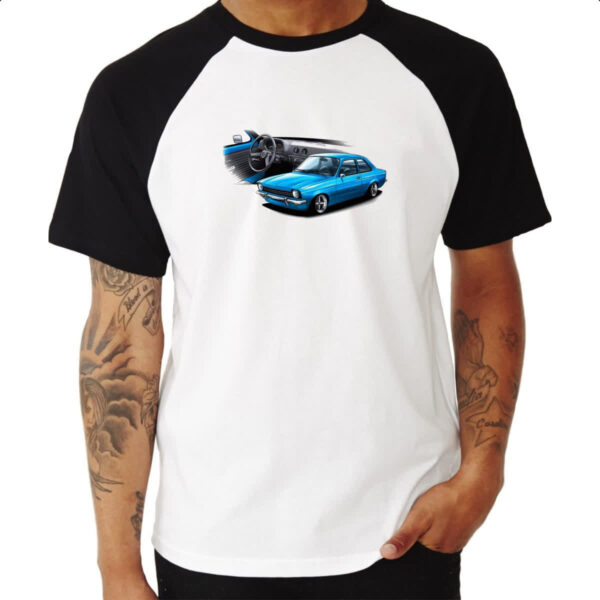 Camiseta Raglan Chevette primeira geracao azul - Imagem 3