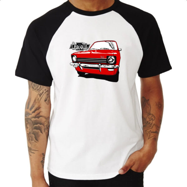 Camiseta Raglan Chevette vermelho primeira geracao pintura - Imagem 3