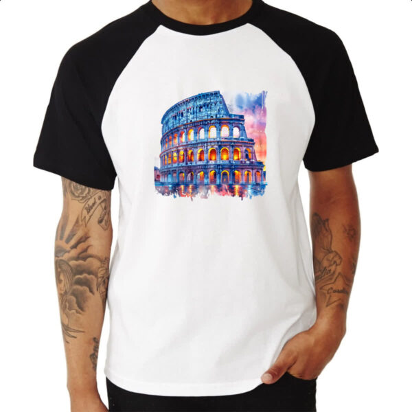 Camiseta Raglan Coliseu watercolor - Imagem 3