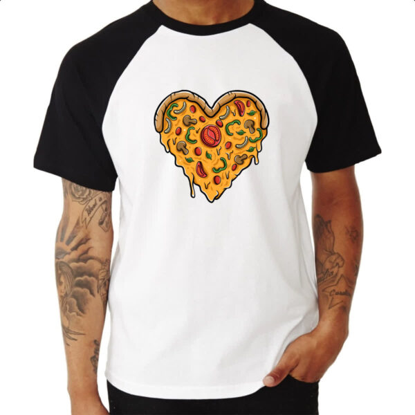 Camiseta Raglan Coracao de pizza - Imagem 3