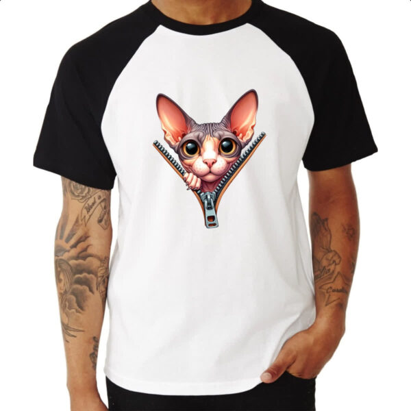 Camiseta Raglan Cornish Rex no ziper - Imagem 3