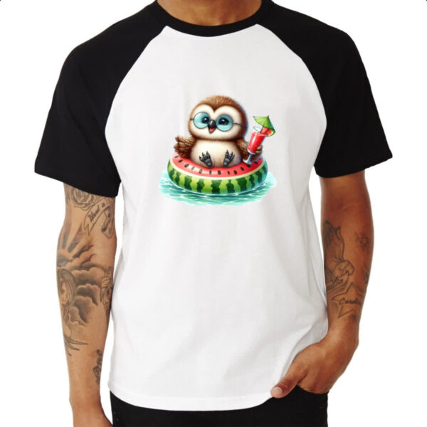 Camiseta Raglan Coruja na boia - Imagem 3