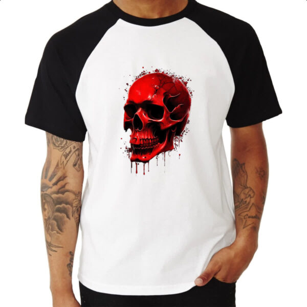 Camiseta Raglan Cranio em sangue - Imagem 3