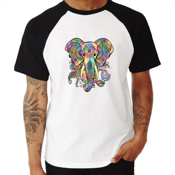 Camiseta Raglan Ahyuasca elefante hindu - Imagem 3