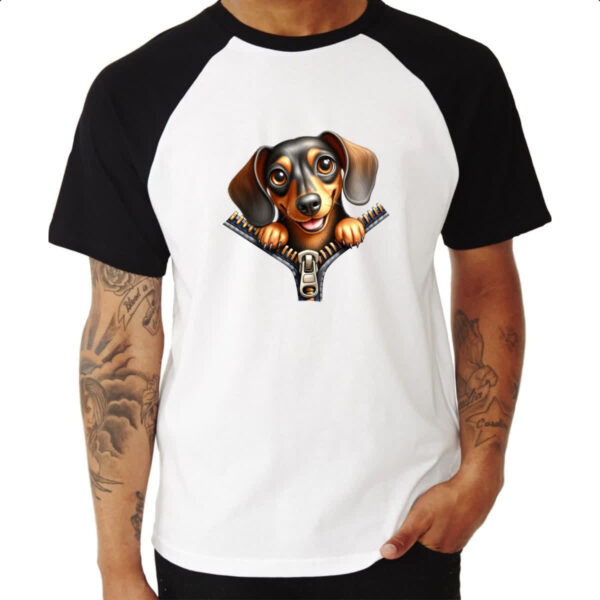 Camiseta Raglan Dachshund no Ziper - Imagem 3