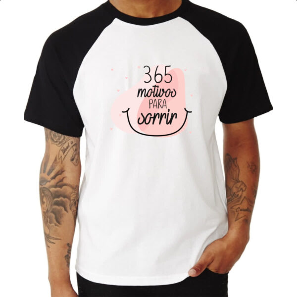 Camiseta Raglan 365 motivos para sorrir - Imagem 3